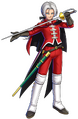 Wielding a rapier.