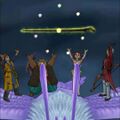 The Hero and party finishing their prayers to the Sceptre. (Cell phone)