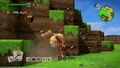Breaking blocks.