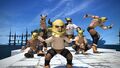 A group of characters in Final Fantasy XIV dressed as toughies