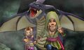 Erik and the Luminary escaping from the dragon in the 3DS version