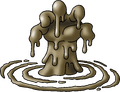 Muddy hand.