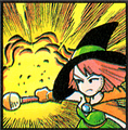 A female Mage casting Boom.